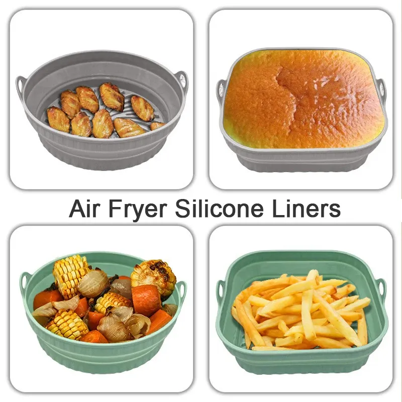 Doublure en silicone pliable pour friteuse à air Bakewa, réutilisable, sans danger pour les aliments et antiadhésive 2