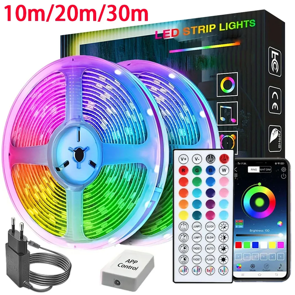 Bande LED RGB flexible pour décoration de chambre et rétroéclairage TV, longueur 10 m, 20 m ou 30 m 1