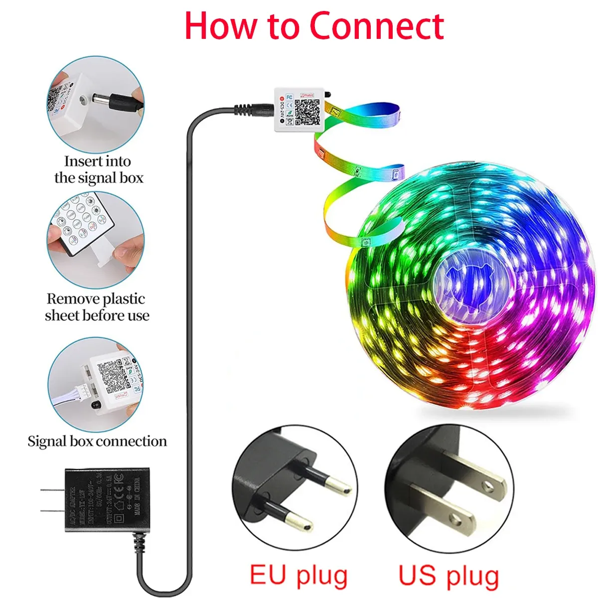 Bande LED RGB flexible pour décoration de chambre et rétroéclairage TV, longueur 10 m, 20 m ou 30 m 5