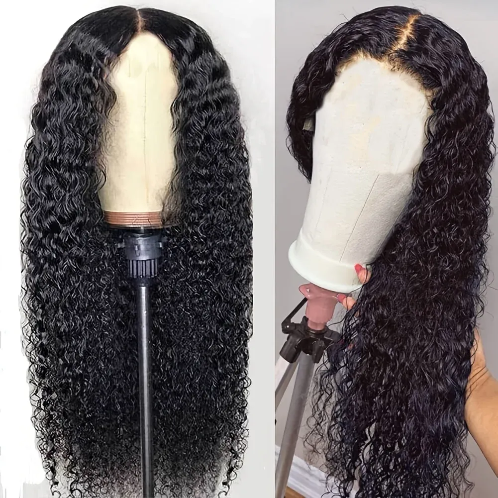 Perruque synthétique longue et bouclée sans colle pour femmes, résistante à la chaleur 2