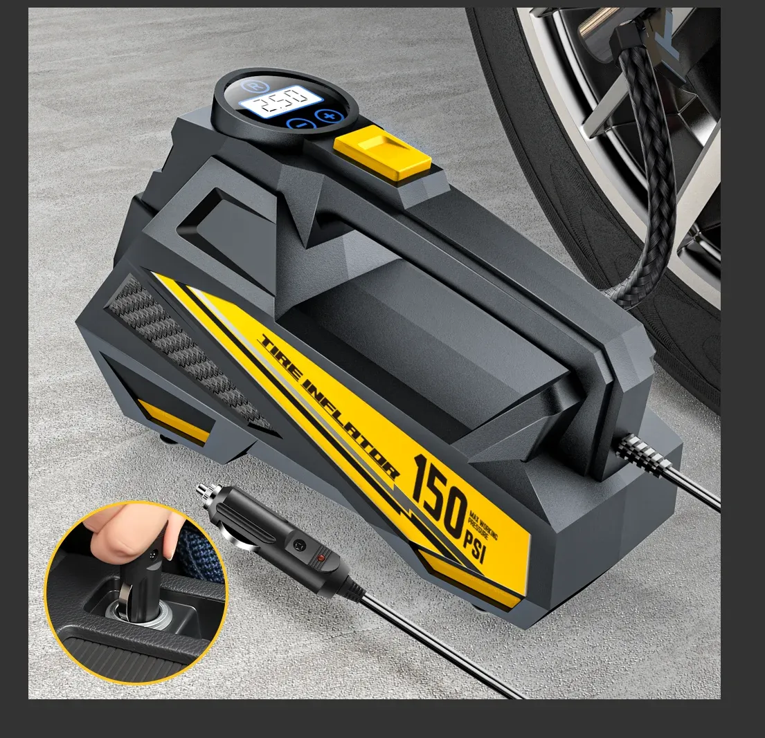 Pompe à air portable filaire 12 V 150 PSI pour voiture, moto et vélo, avec lampe LED 1