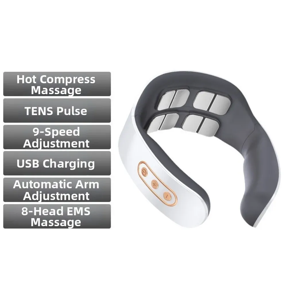 Masseur cervical intelligent à 8 têtes avec compresse chaude, ergonomique et portable pour un usage à domicile 8