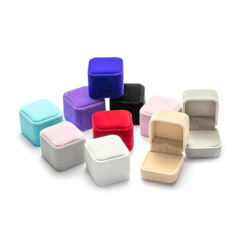 Écrin carré en velours pour boucles d'oreilles et bagues, organisateur de bijoux