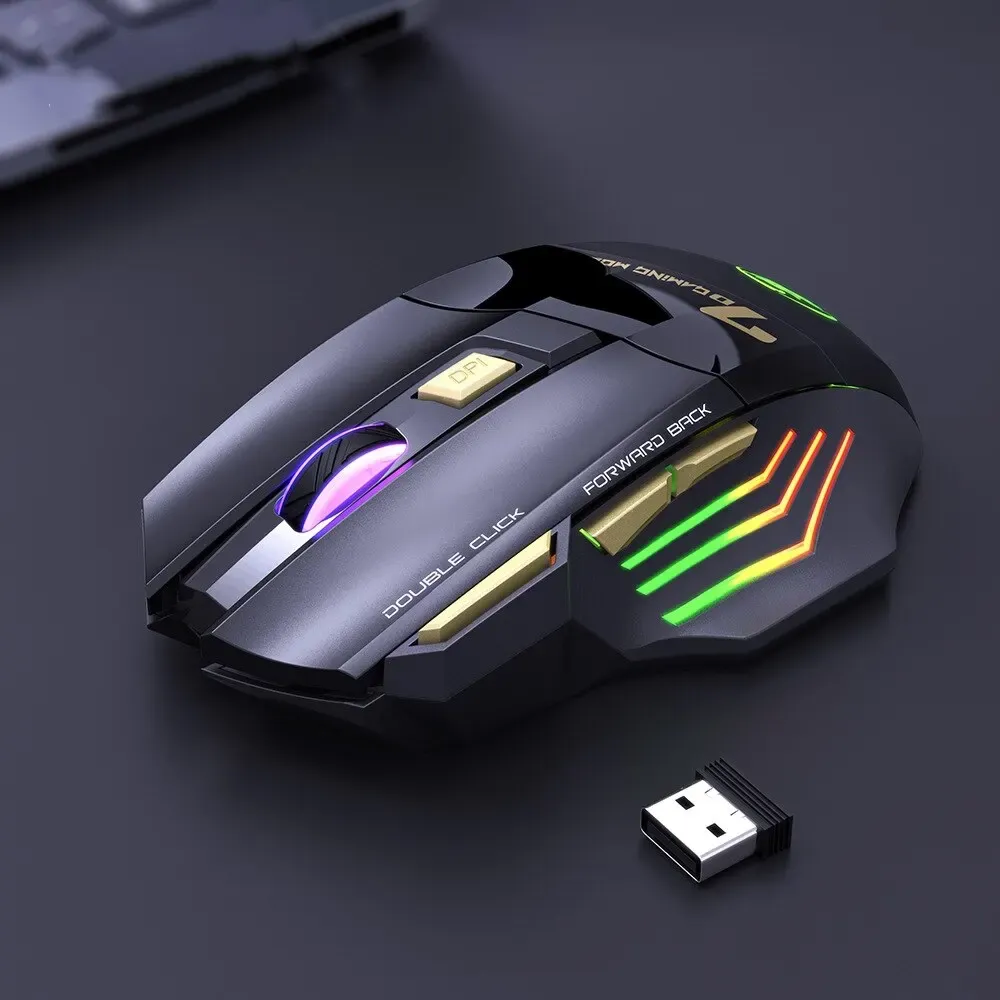 Souris de jeu sans fil USB IMICE GW-X7, 3200 DPI, mode silencieux, rechargeable, Bluetooth, 7 couleurs LED 6
