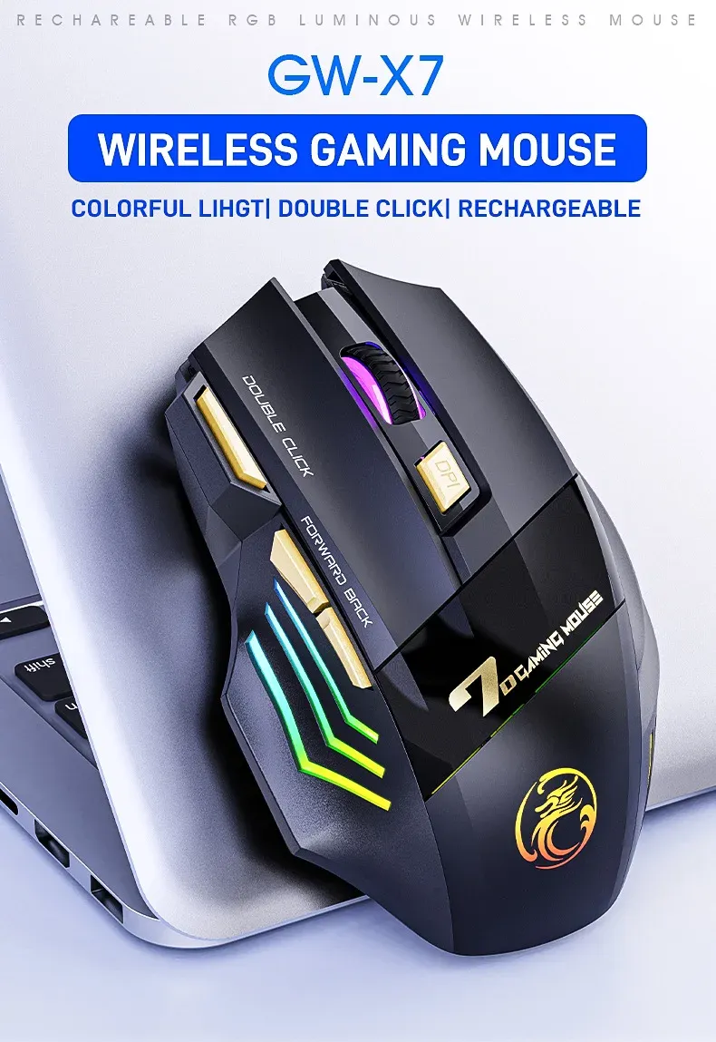 Souris de jeu IMICE GW-X7 en mode double connexion