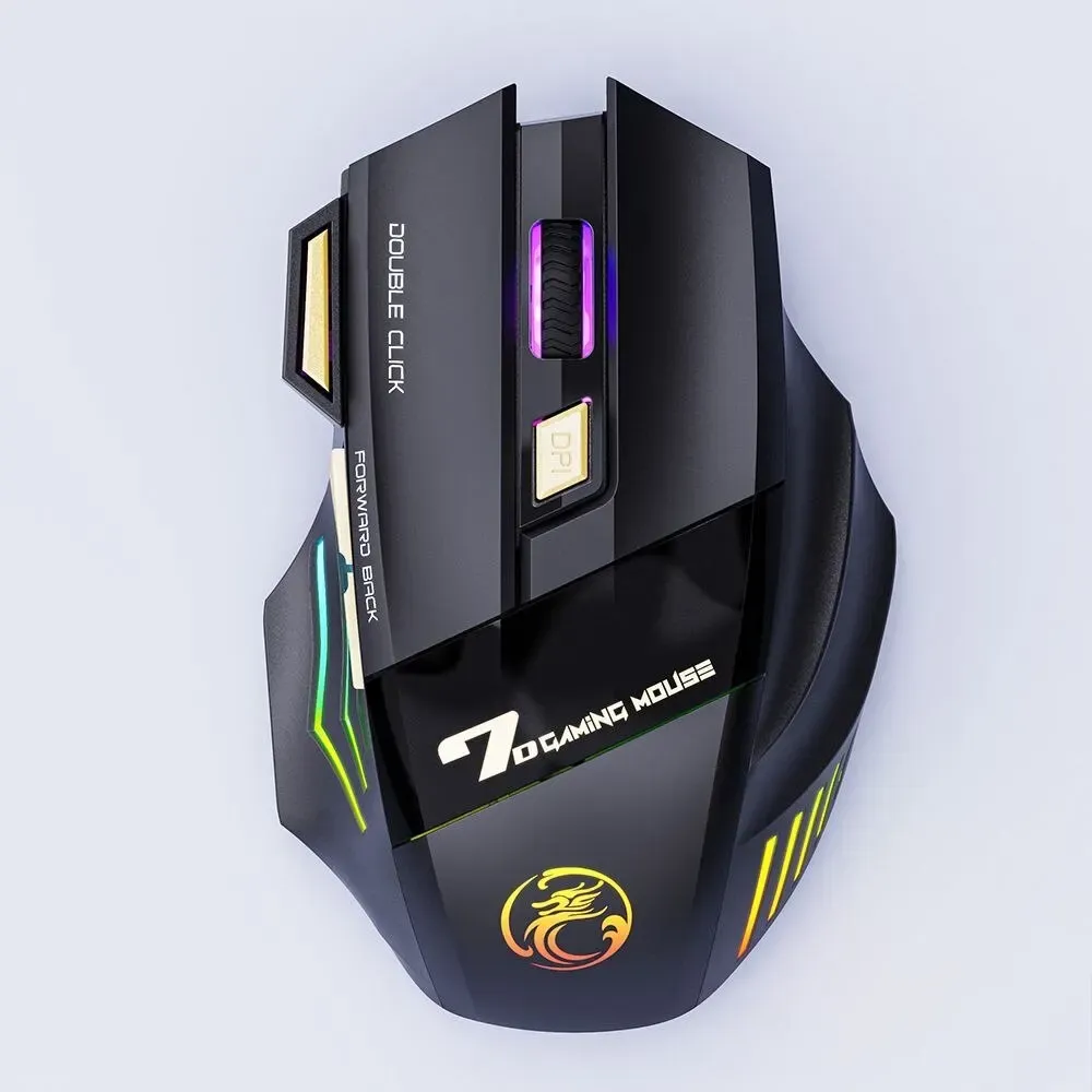 Souris de jeu sans fil USB IMICE GW-X7, 3200 DPI, mode silencieux, rechargeable, Bluetooth, 7 couleurs LED 8