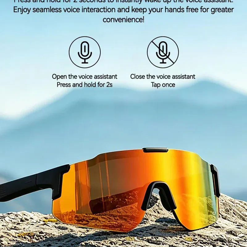 Lunettes intelligentes Bluetooth Lenovo pour le cyclisme : appels audio, écouteurs intégrés et télécommande 2