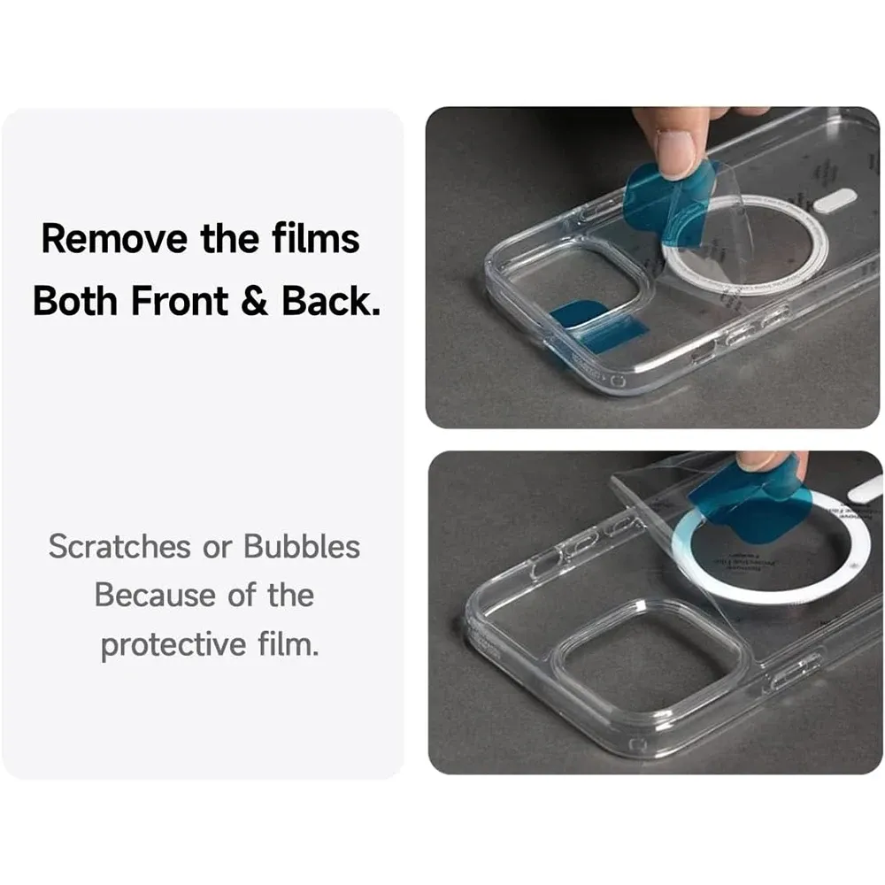Coque transparente MagSafe pour iPhone, vue de détail