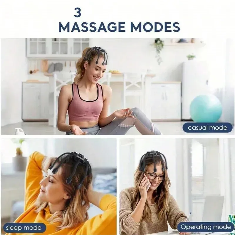 Masseur électrique sans fil pour cuir chevelu, masseur de tête 360° à 8 pointes, relaxation profonde et soulagement du stress 5