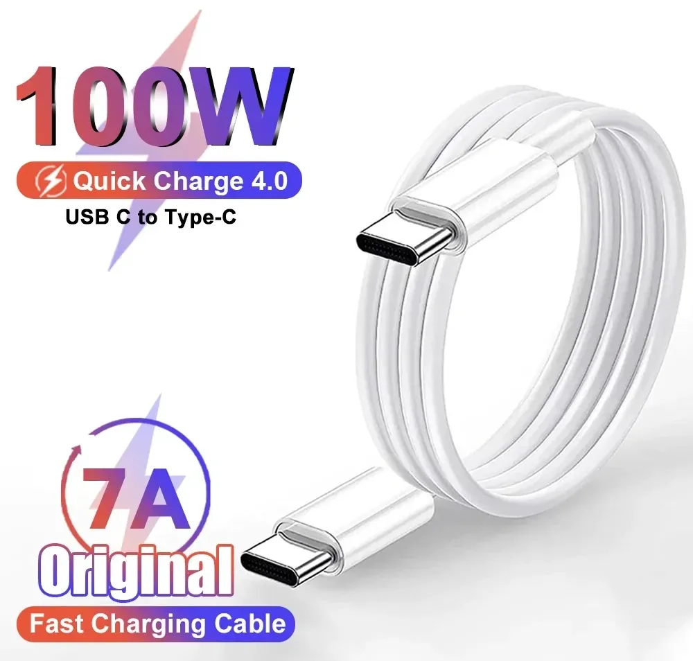 Câble USB-C vers USB-C Power Delivery 100 W pour iPhone 16 Plus, iPhone 15 Pro Max, Samsung, Huawei, Xiaomi, Realme, iQOO et POCO