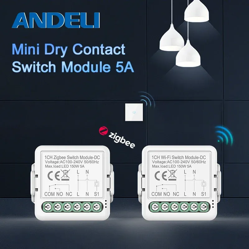 Module relais intelligent WiFi et Zigbee à contact sec pour maison connectée, alimentation DC 12/24 V et AC 100-240 V, compatible Alexa et Google Home 2