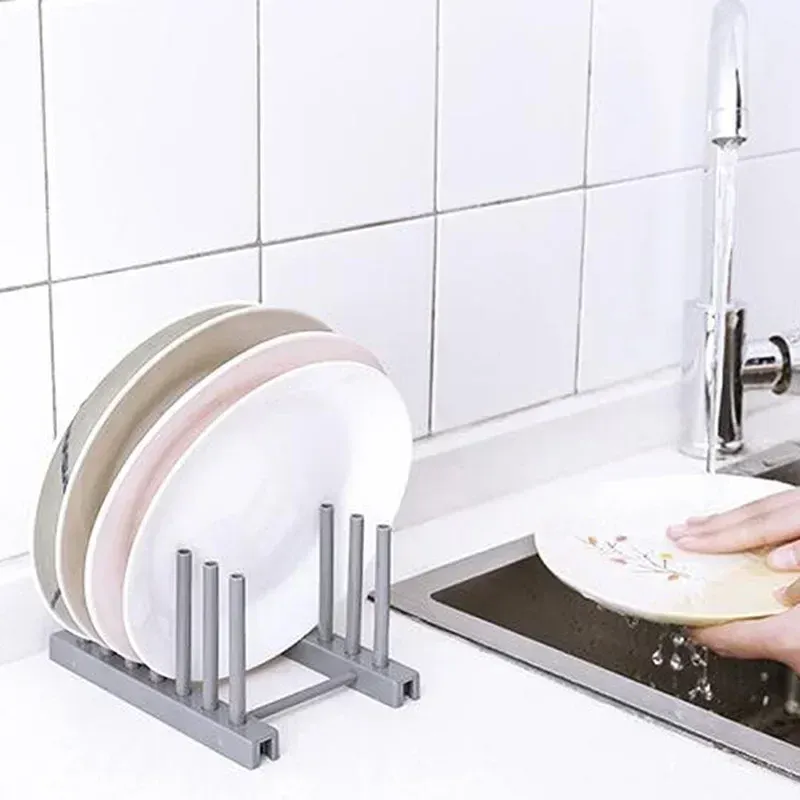 Égouttoir à vaisselle en bois, support de vaisselle de cuisine, support de séchage de vaisselle, support de couvercle de pot, organisateur de cuisine, tasses de séchage, présentoir 4