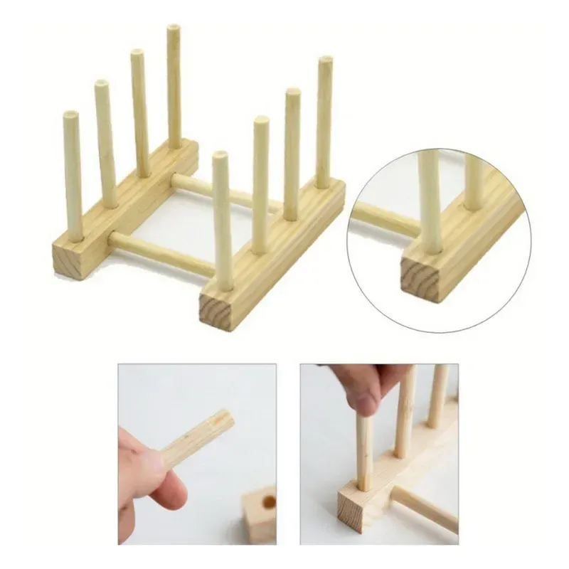 Détail du design de l'égouttoir en bois
