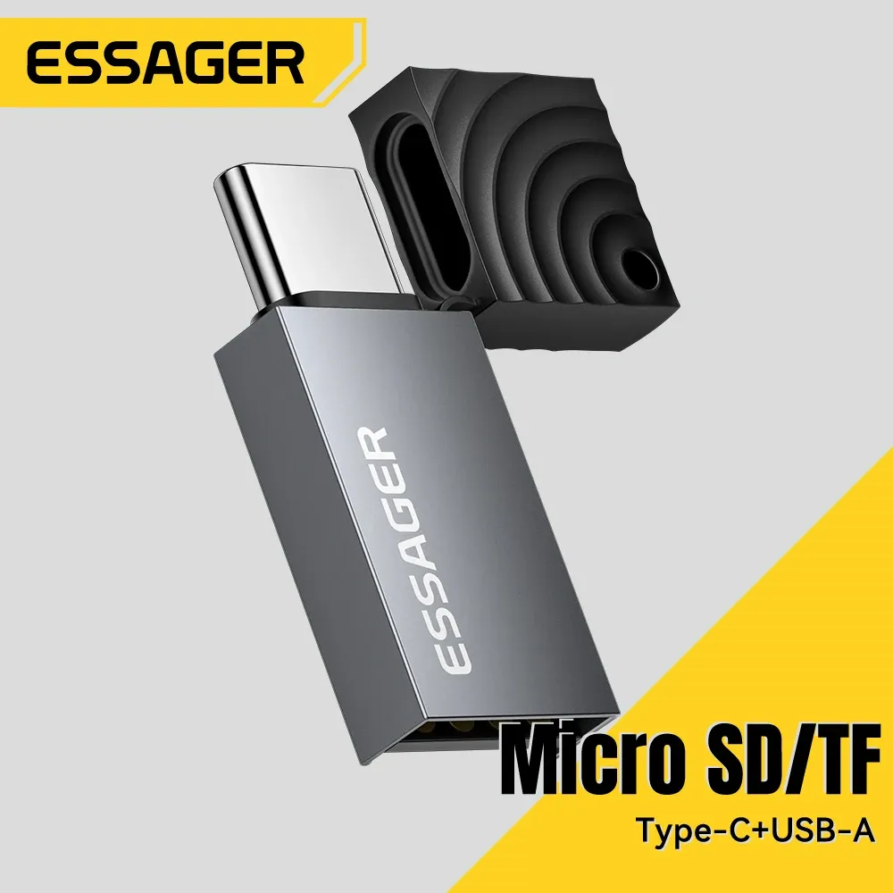 Lecteur de carte mémoire 2 en 1 Essager Mini USB-C Type C 2.0 pour cartes Micro SD et TF, compatible iPhone 16, iPhone 15 Pro, Huawei, MacBook et iPad