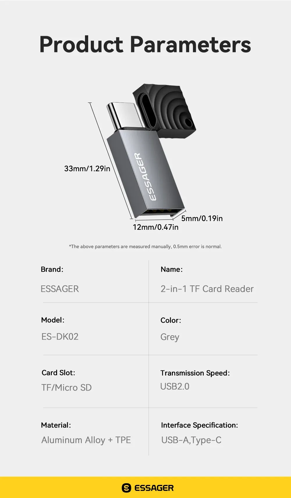 Lecteur de carte Mini Type-C 2-en-1 expérience utilisateur