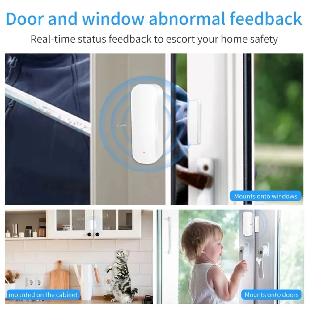 Capteur d'ouverture de porte/fenêtre intelligent Zigbee 3.0, détecteur magnétique, alarme antivol, alerte à distance via Smart Life, compatible commande vocale 5