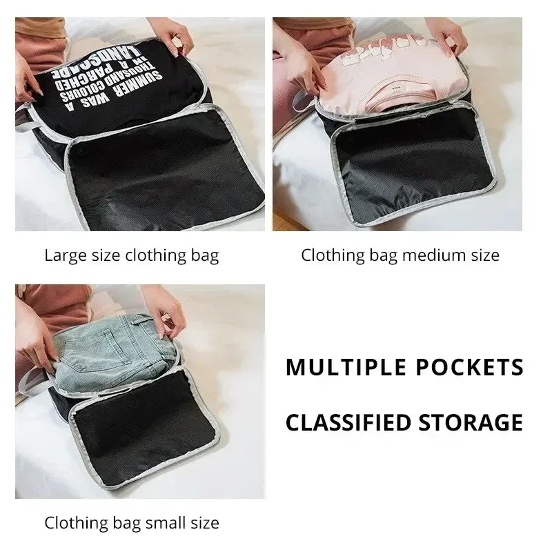 Lot de 3 cubes de rangement de voyage compressibles pour bagages, grande capacité, coloris noir/bleu/gris 4
