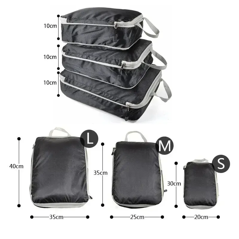Cubes de rangement compressibles pour bagages, vue d'ensemble