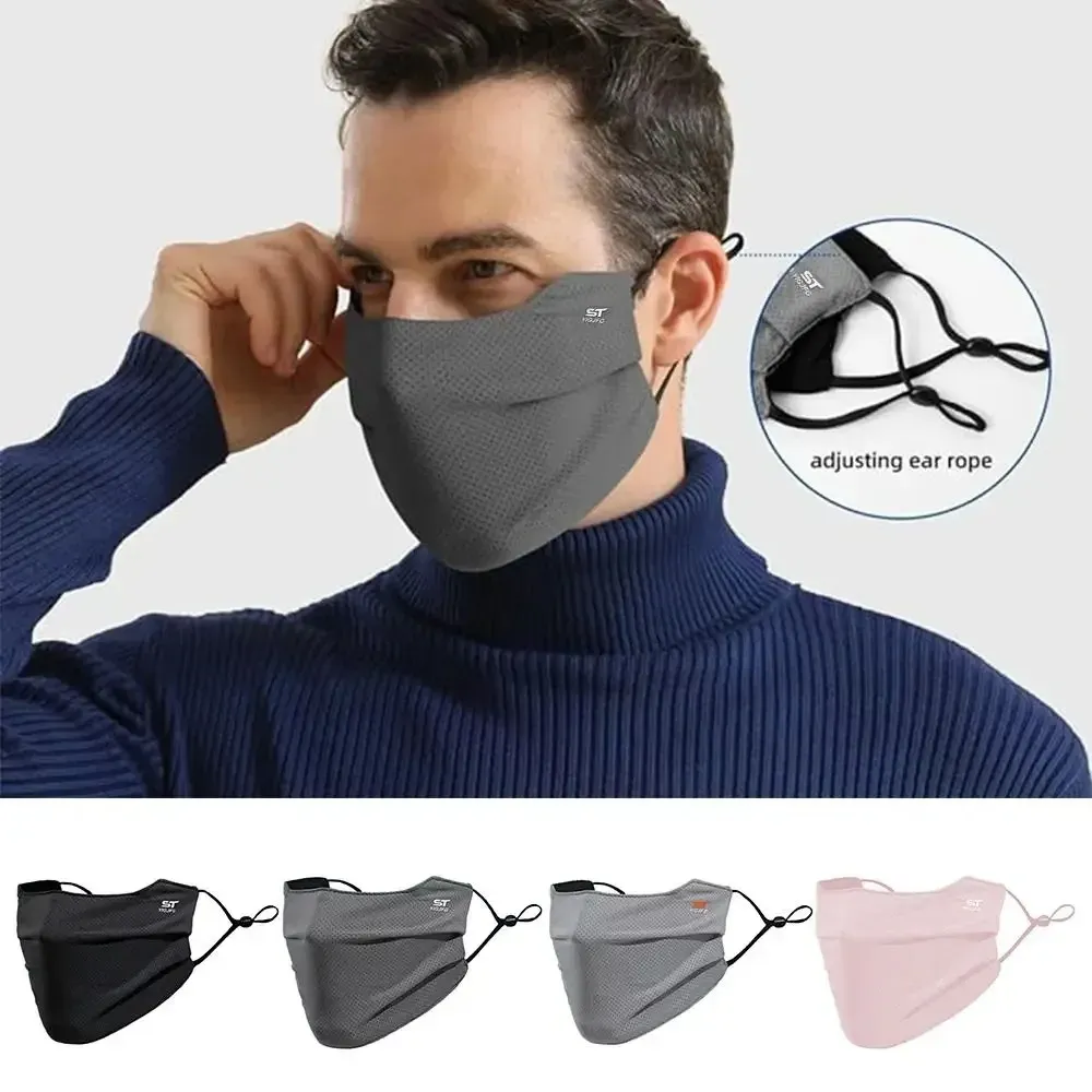 Masque facial respirant en soie glacée, protection UV, lavable et réutilisable, idéal pour la moto, la course à pied et l'exercice - Image 1