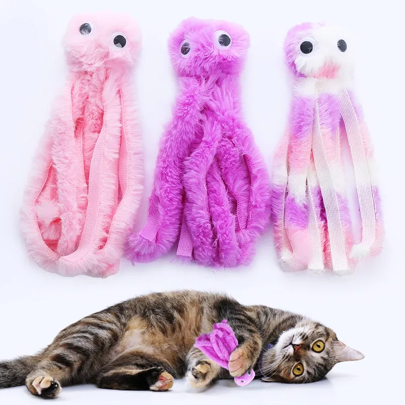 Jouet en peluche poulpe pour chat avec dents résistantes aux morsures et jeu interactif - Image 1