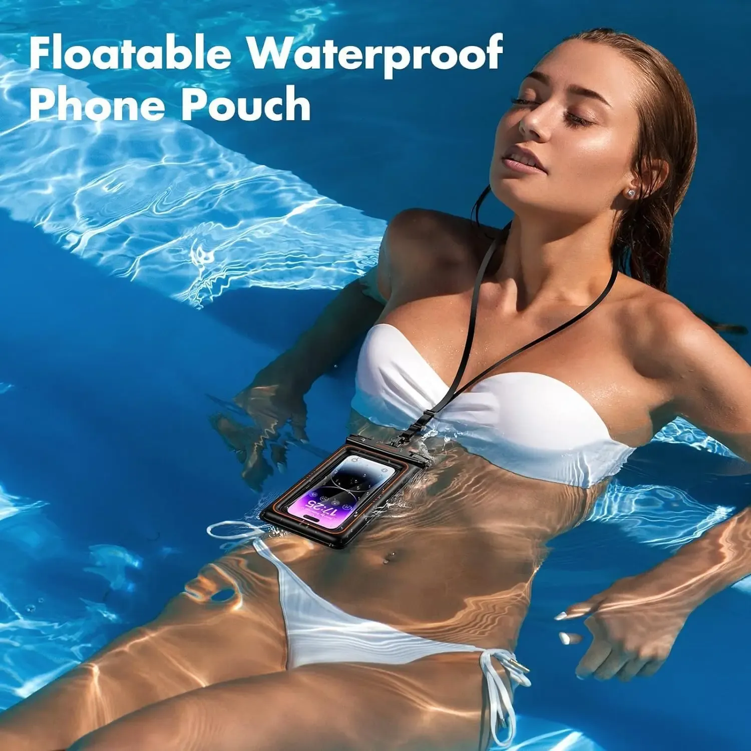 Pochette étanche flottante, détail de finition