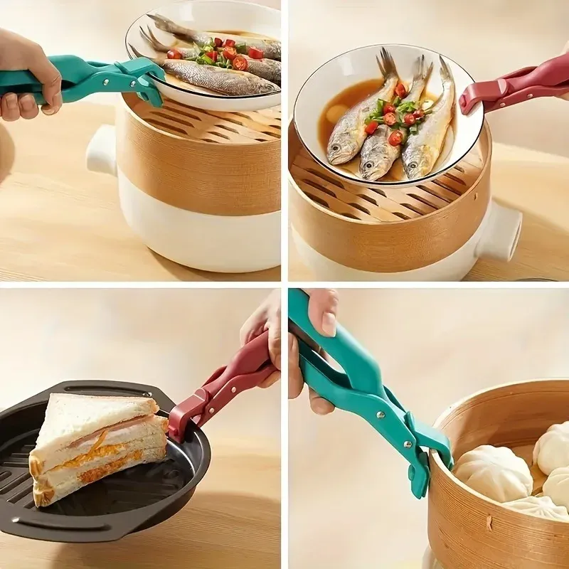 Plateau en silicone avec pince anti-brûlure antidérapante pour plats chauds et ustensiles de cuisine 5