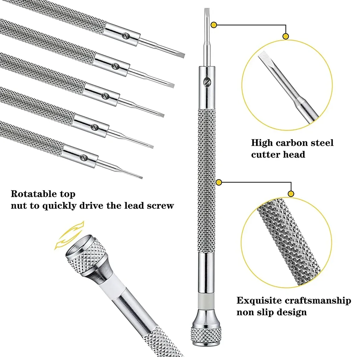 Détail des embouts du kit de micro-tournevis