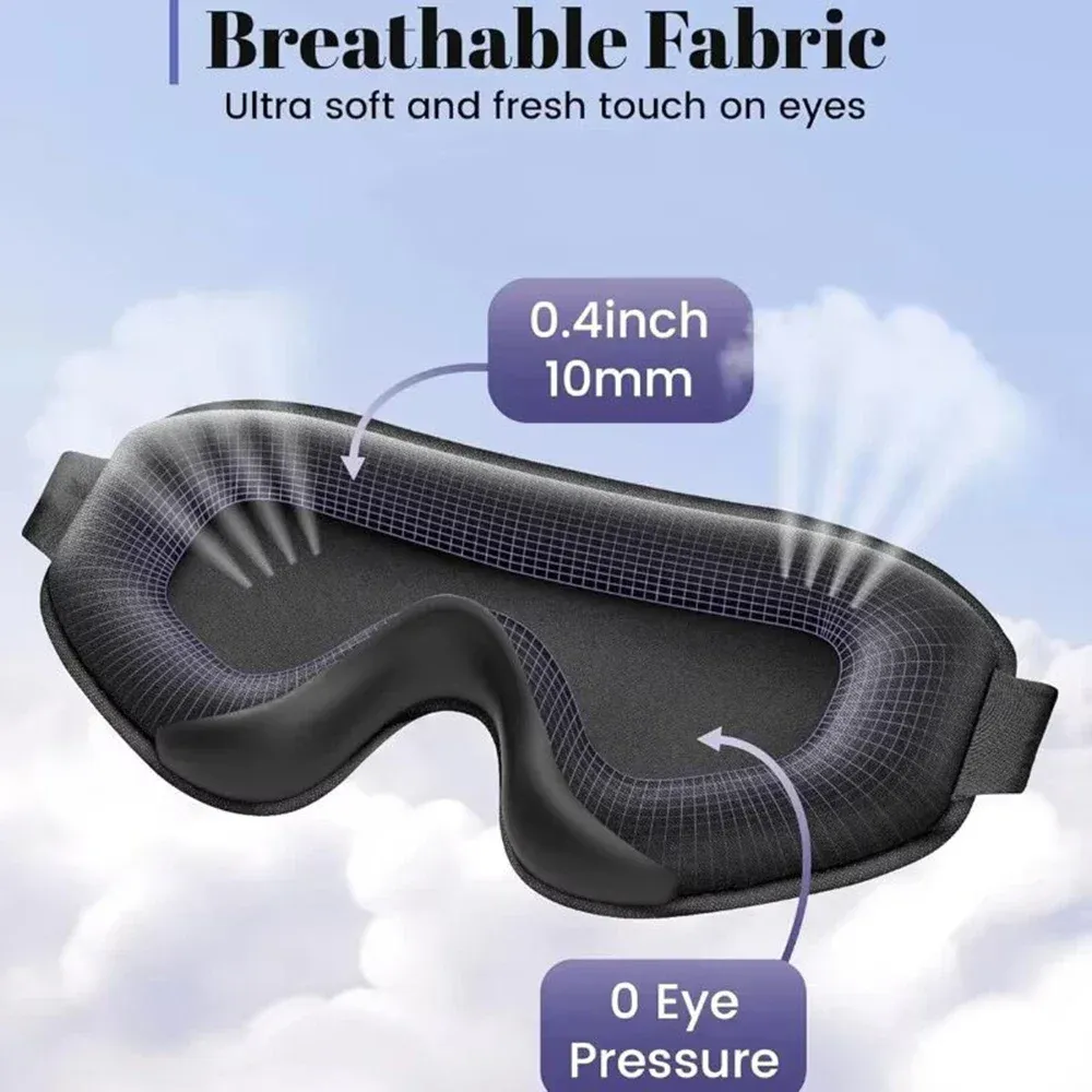 Masque de sommeil occultant 3D respirant et confortable, sangle réglable unisexe 2