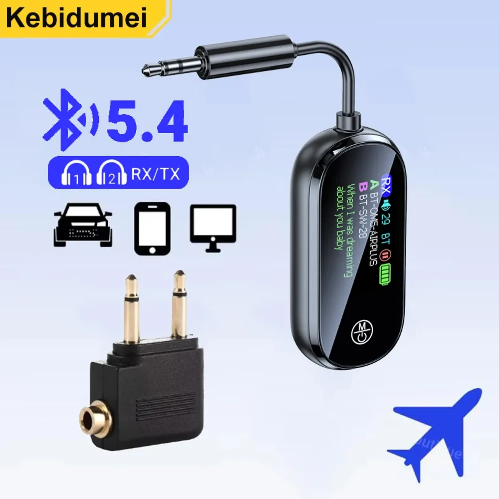 Émetteur-récepteur Bluetooth 5.4 2 en 1 avec prise audio stéréo 3,5 mm (AUX), adaptateur audio sans fil avec micro pour TV, PC, casque et voiture