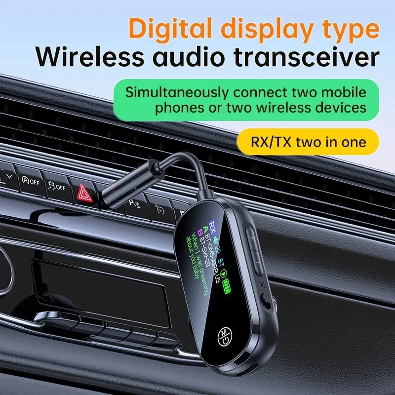 Émetteur-récepteur Bluetooth 5.4 2 en 1 avec prise audio stéréo 3,5 mm (AUX), adaptateur audio sans fil avec micro pour TV, PC, casque et voiture 3