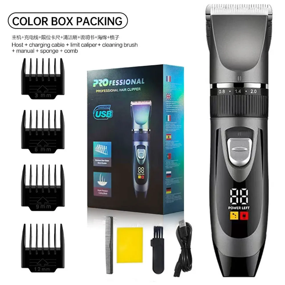 Ensemble de tondeuse à cheveux électrique silencieuse, autonomie prolongée, rechargeable par USB 12
