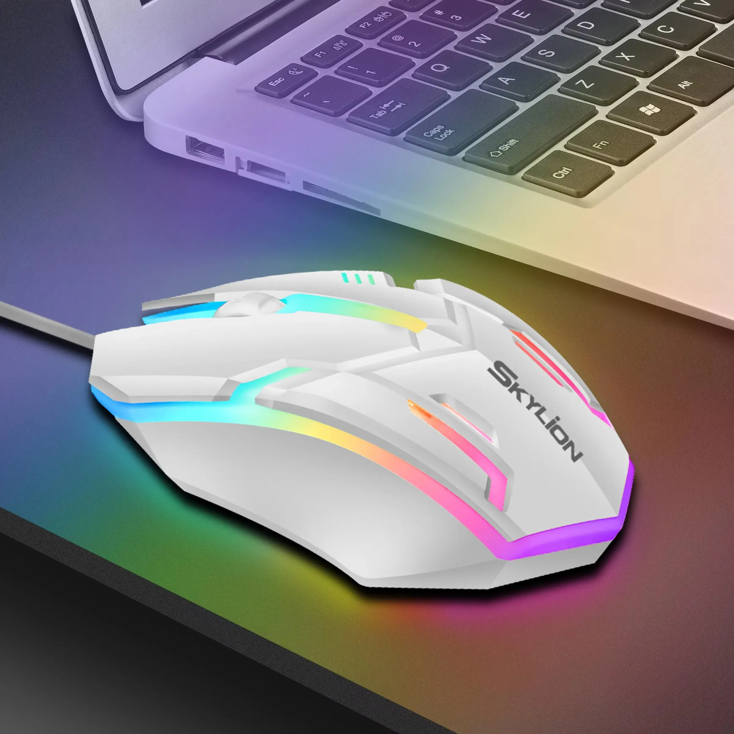 Souris filaire F1 à 3 boutons avec éclairage coloré, pour Microsoft Windows et Apple iOS 4