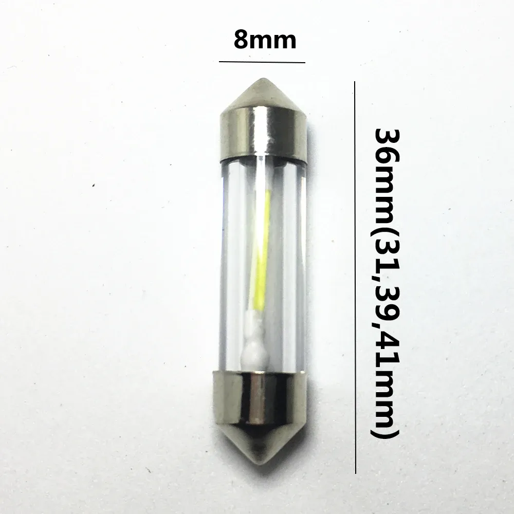 Ampoules LED de plafonnier pour voiture, navettes 31 mm, 36 mm, 39 mm et 41 mm, C5W / C10W, blanc, SMD COB, 12 V, lot de 2 3