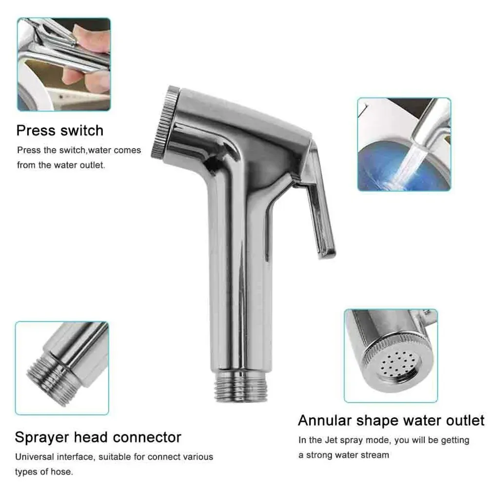 Pulvérisateur de toilette portable en ABS, douchette de bidet à main, pommeau de douche de salle de bain pour usage domestique, accessoires autonettoyants 3