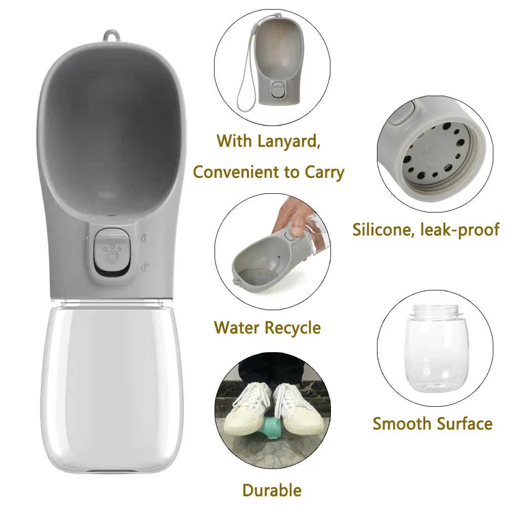 Bouteille d'eau portable pour chiens avec bol intégré, idéale pour la randonnée en plein air 4