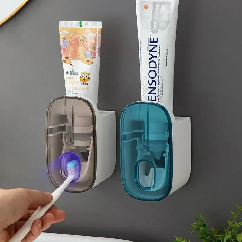 Distributeur mural automatique de dentifrice avec presse-tube et porte-brosse à dents, 1 pièce - Image 1