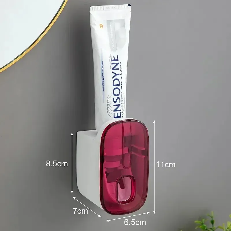 Distributeur mural automatique de dentifrice avec presse-tube et porte-brosse à dents, 1 pièce 9