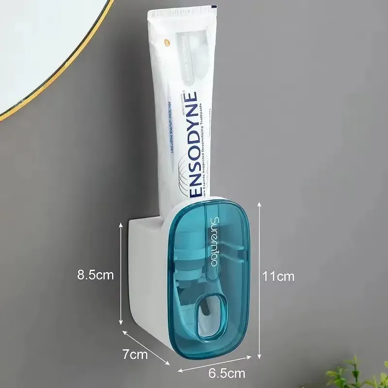 Distributeur mural automatique de dentifrice avec presse-tube et porte-brosse à dents, 1 pièce 7