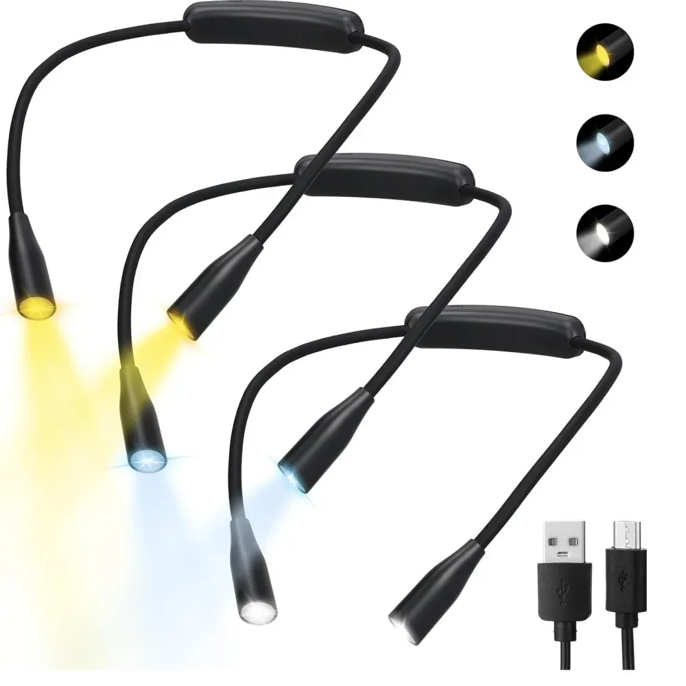 Liseuse LED rechargeable à col flexible, 3 teintes de lumière et 9 niveaux de luminosité - Image 1