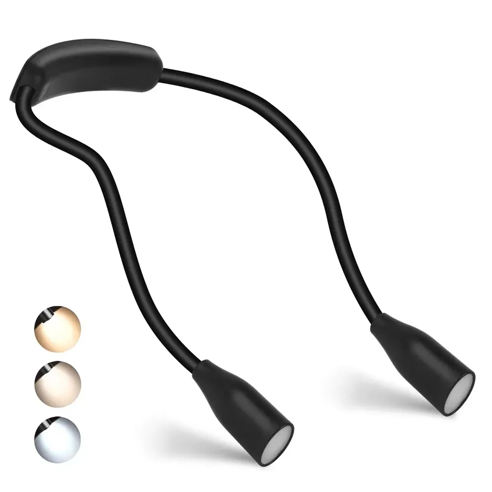 Liseuse LED rechargeable à col flexible, 3 teintes de lumière et 9 niveaux de luminosité 8