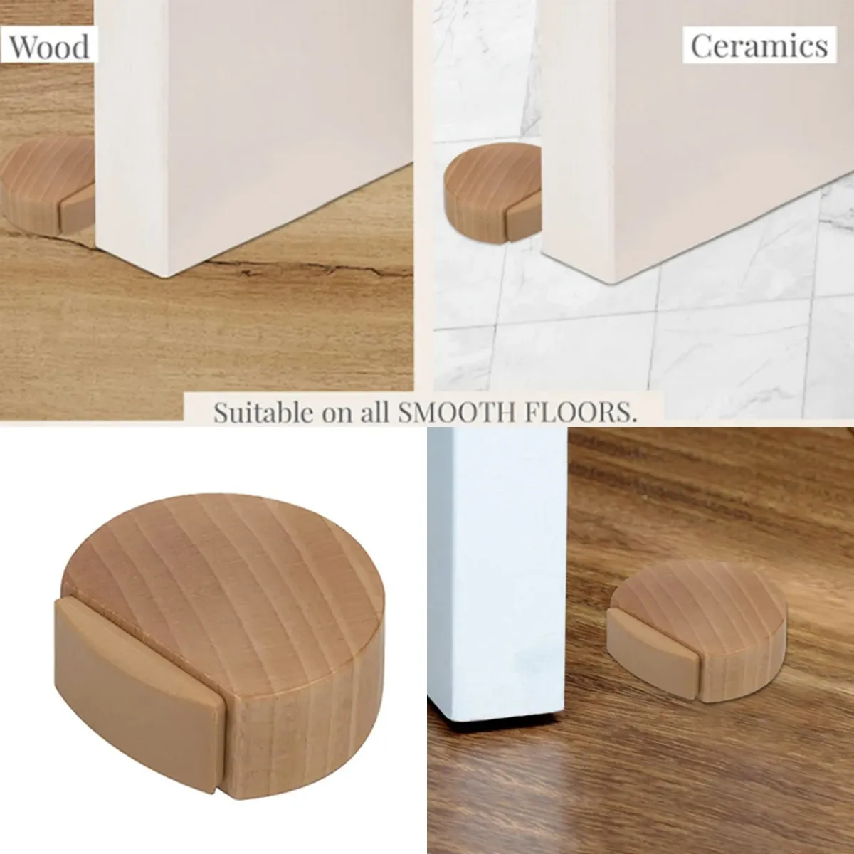 Butée de porte en bois auto-adhésive sans perçage, protection pour meubles de bureau