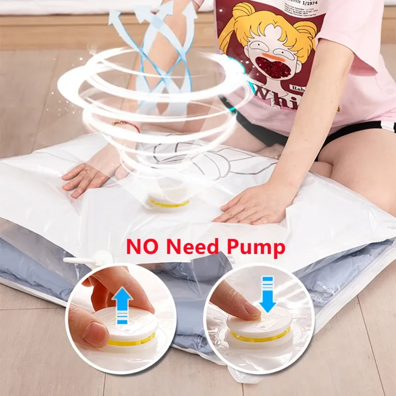 Sacs de rangement sous vide suspendus avec cintre, sans pompe, transparents, gain de place pour garde-robe 3