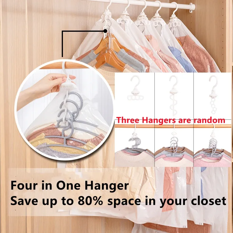 Sacs de rangement sous vide suspendus avec cintre, sans pompe, transparents, gain de place pour garde-robe 2