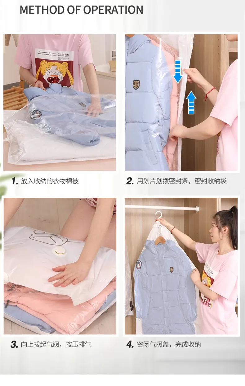 Sac de rangement sous vide suspendu en situation