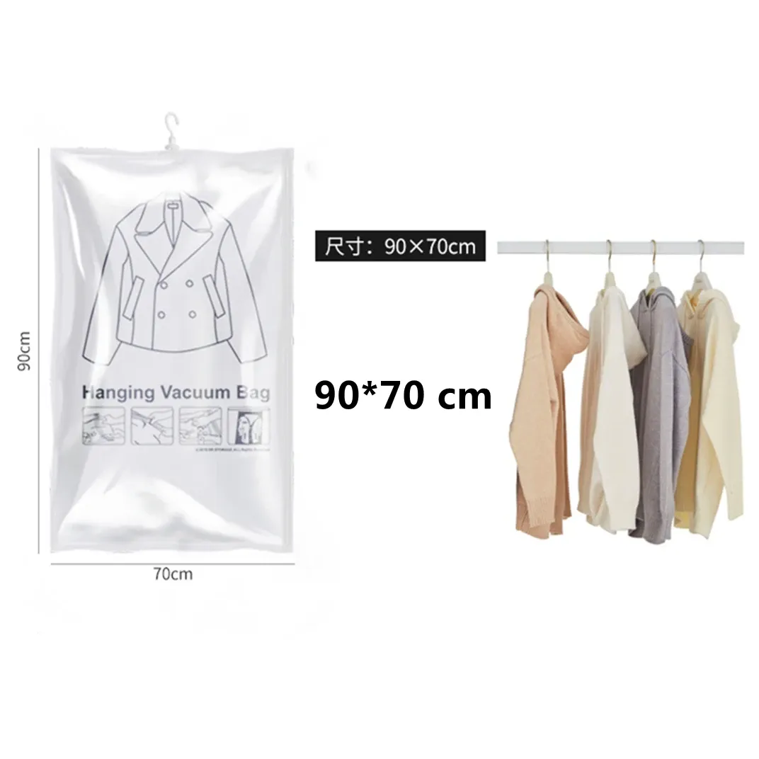 Sacs de rangement sous vide suspendus avec cintre, sans pompe, transparents, gain de place pour garde-robe 8