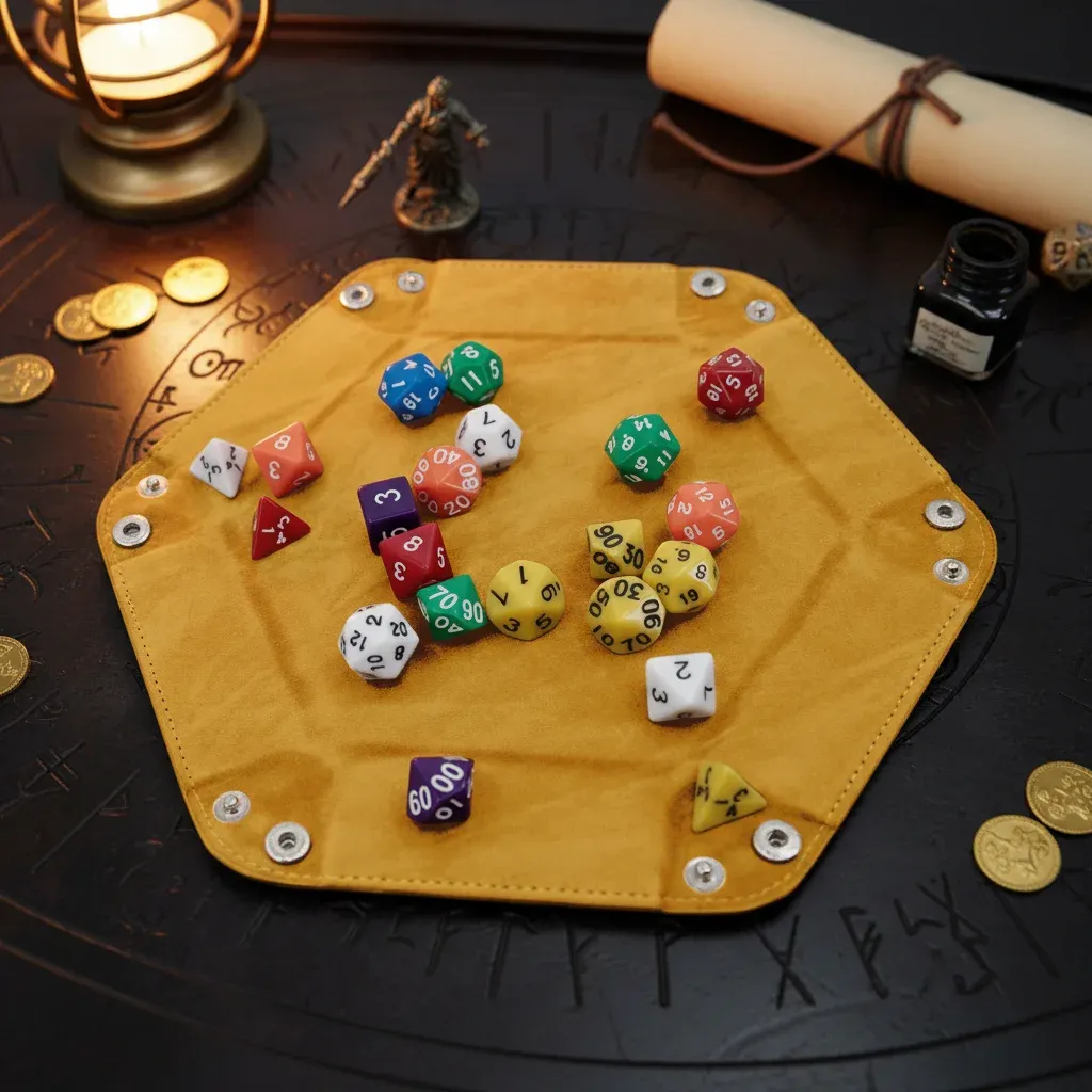 Plateau à dés hexagonal en feutre avec boîte de rangement pliable 4