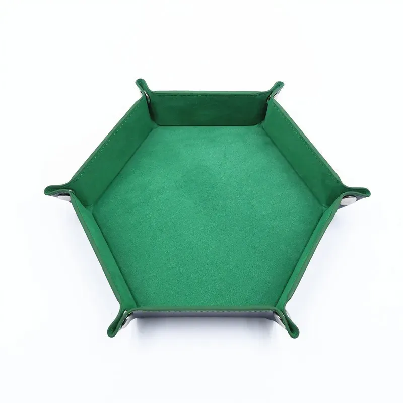 Plateau à dés hexagonal en feutre avec boîte de rangement pliable 12
