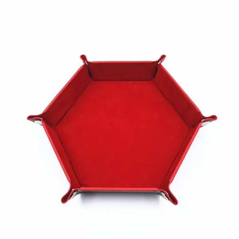 Plateau à dés hexagonal en feutre avec boîte de rangement pliable 15