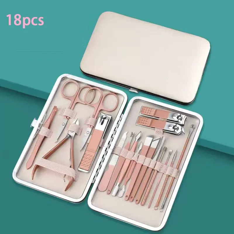 Kit de manucure et pédicure professionnel en acier inoxydable, 7 ou 18 pièces, avec coupe-ongles pour ongles incarnés 7