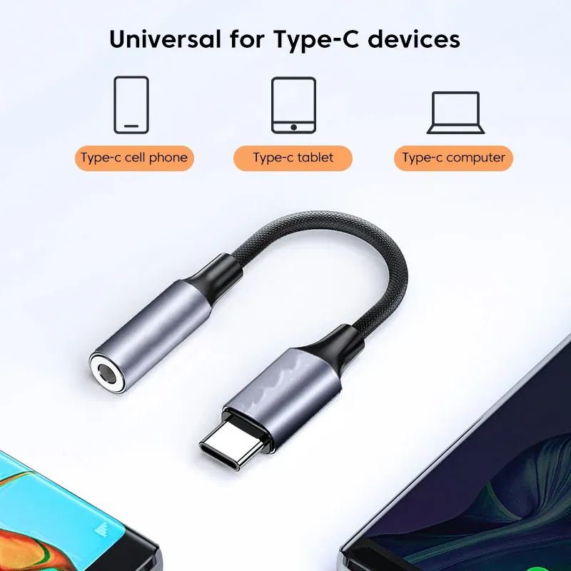 Adaptateur USB-C vers jack 3,5 mm pour écouteurs, compatible Samsung, Xiaomi, Huawei et OnePlus 3